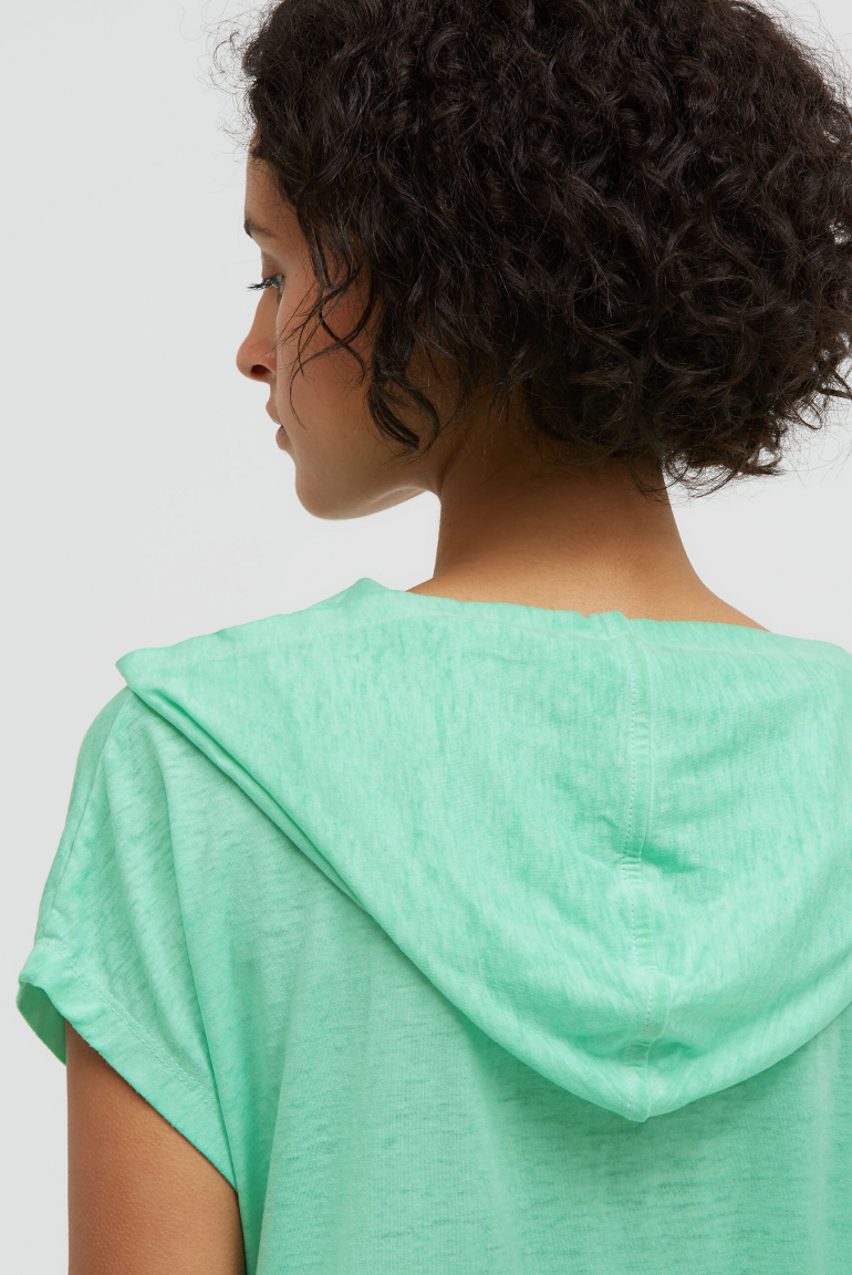 Hoodie-Top mit Ausbrenner-Effekten und Print