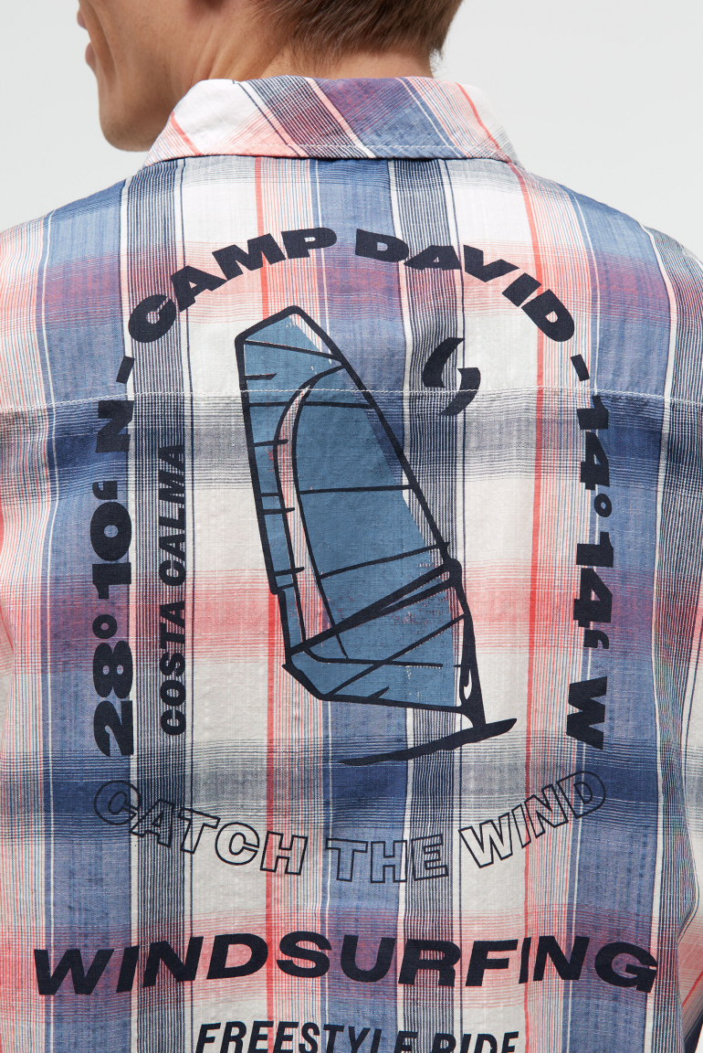 Karohemd Kurzarm mit Klappentaschen und Back-Print