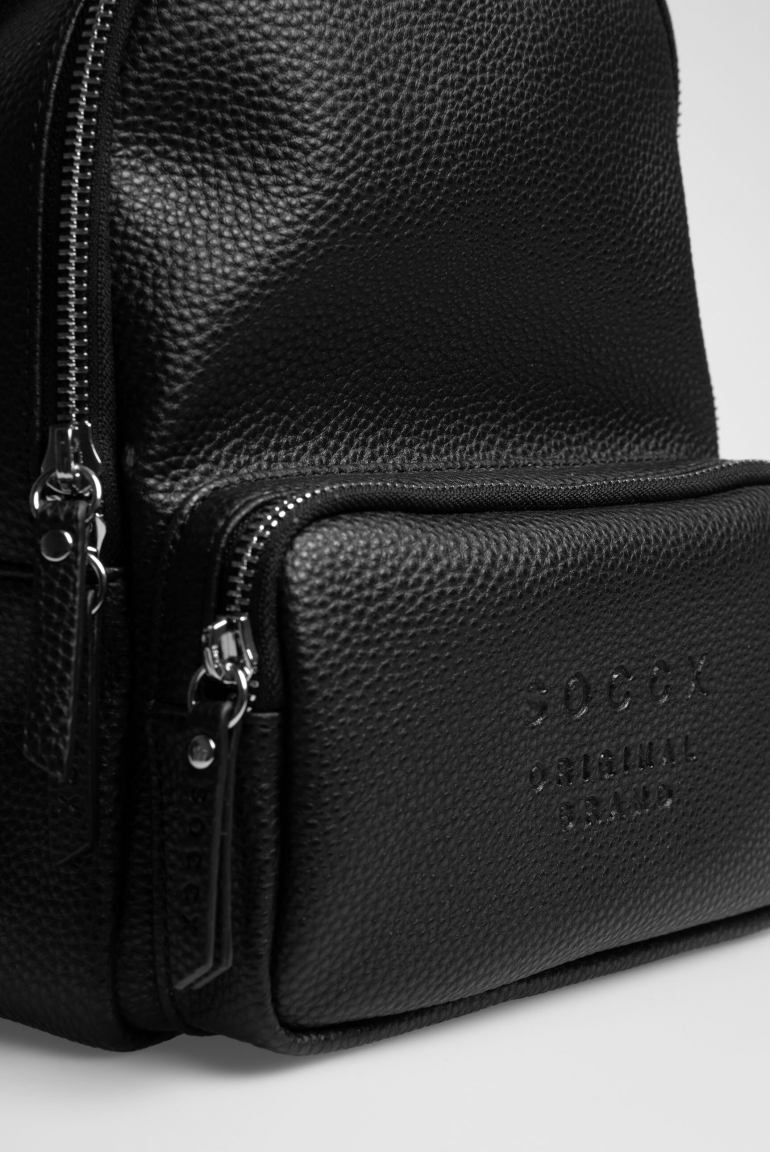 Kleiner Rucksack aus Lederimitat mit Logo-Riemen