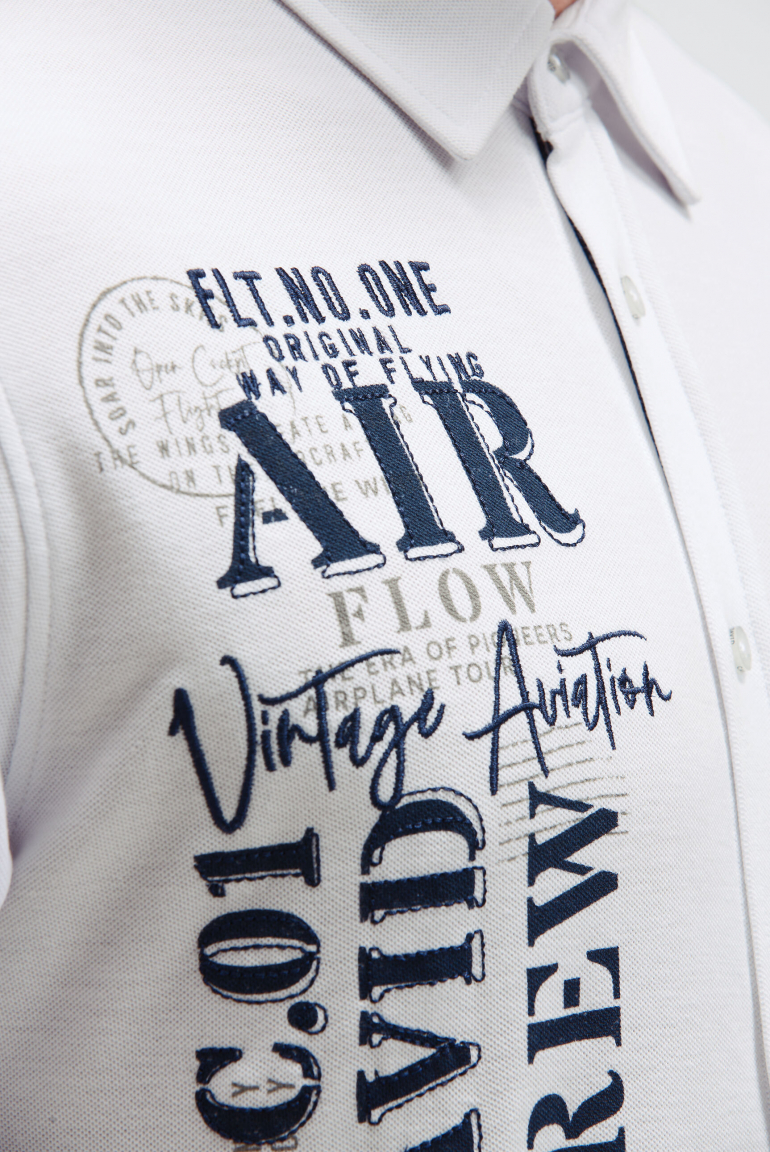 Kurzarmhemd aus Pikee mit Artworks und Brusttasche