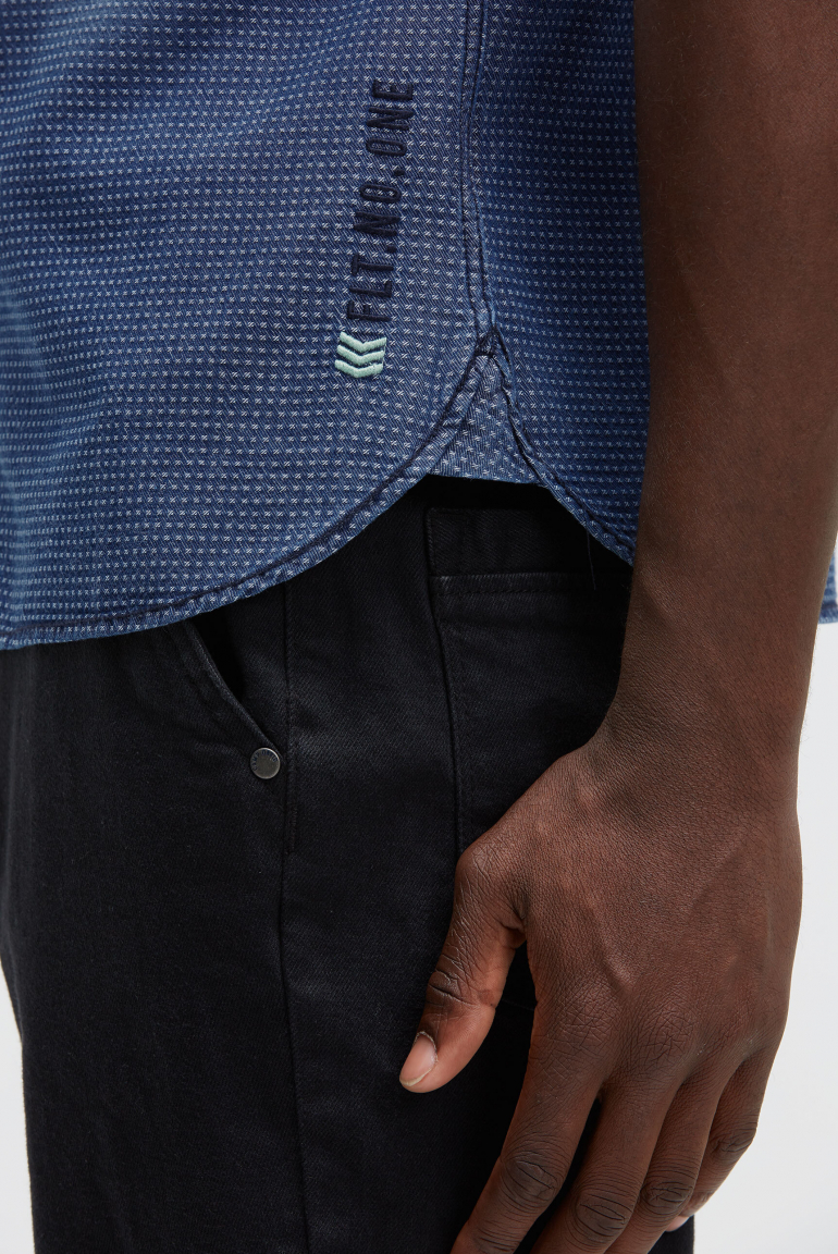Kurzarmhemd im Jacquard Denim Look