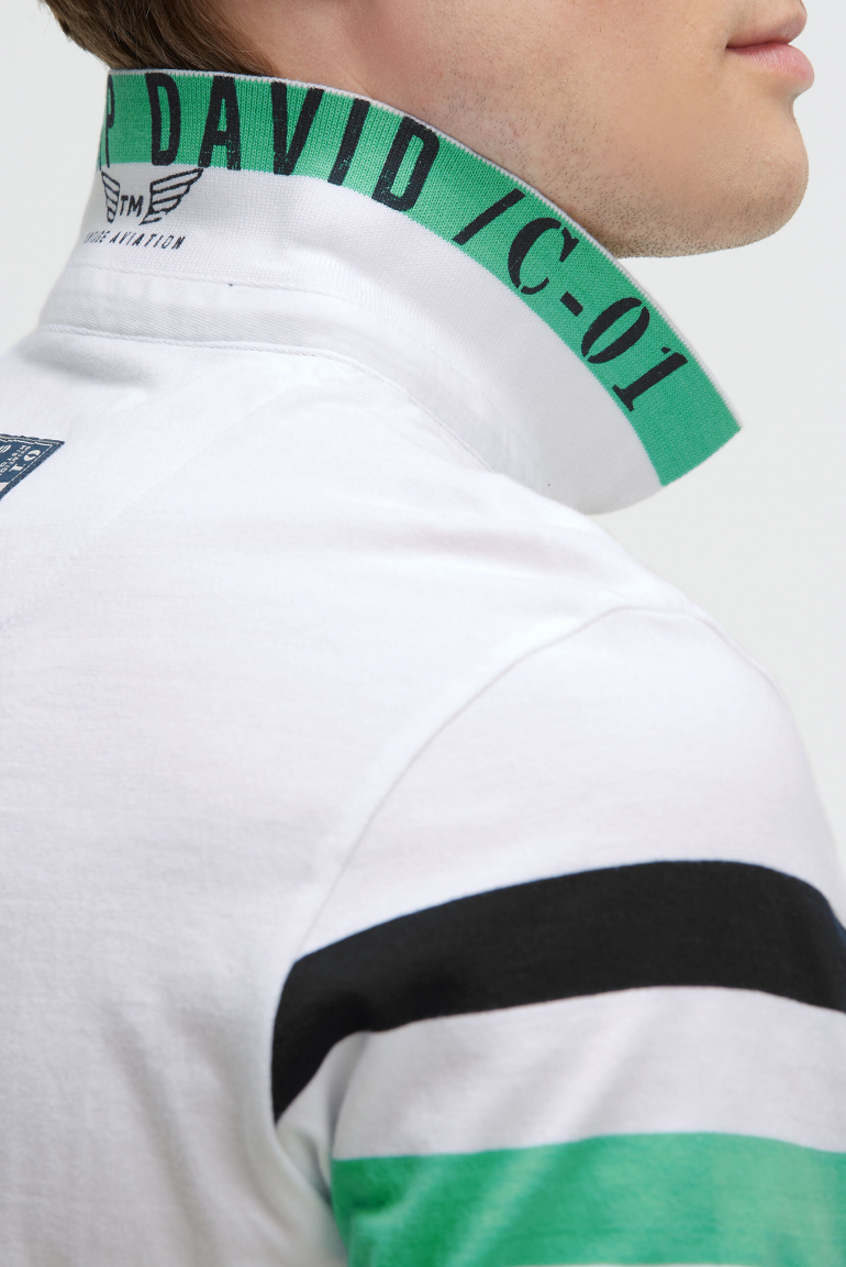 Kurzarmpolo mit Streifen-Design und Artworks