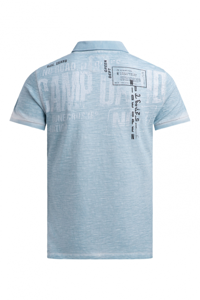 Kurzarmpolo mit V-Neck und Back-Print