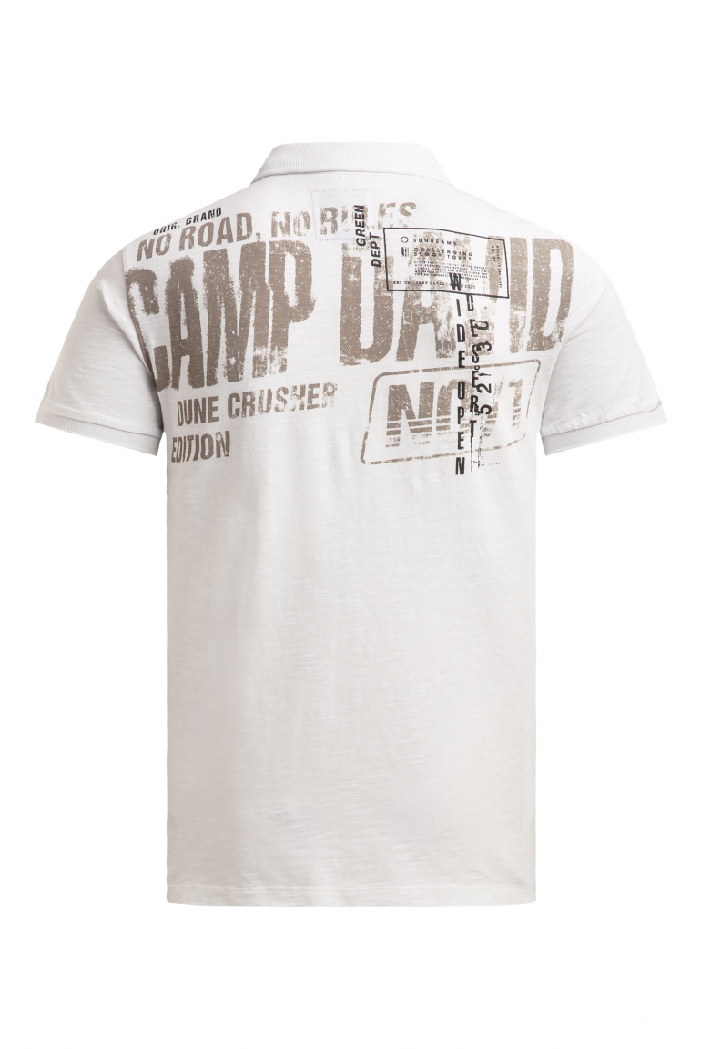 Kurzarmpolo mit V-Neck und Back-Print