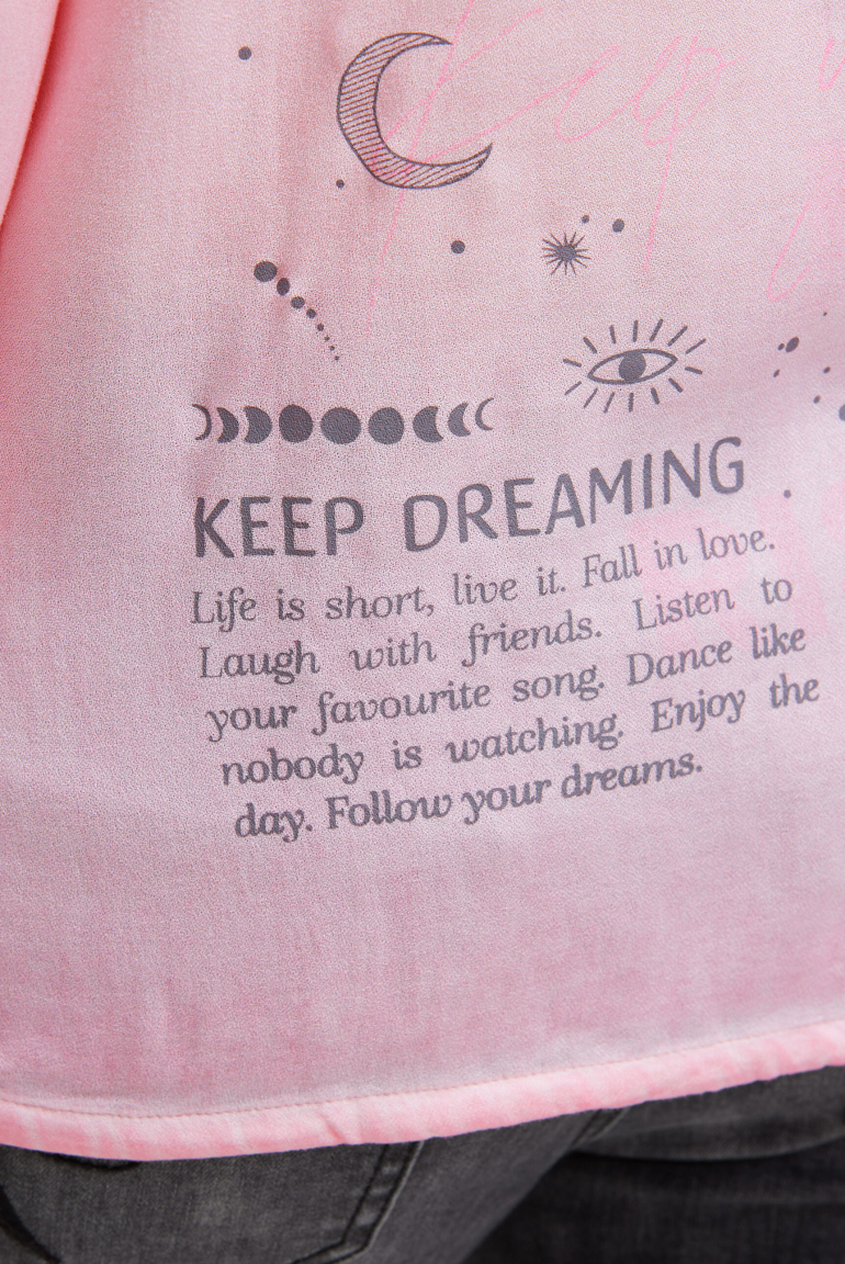 Langarmbluse aus Viskose-Crêpe mit Rücken-Artwork