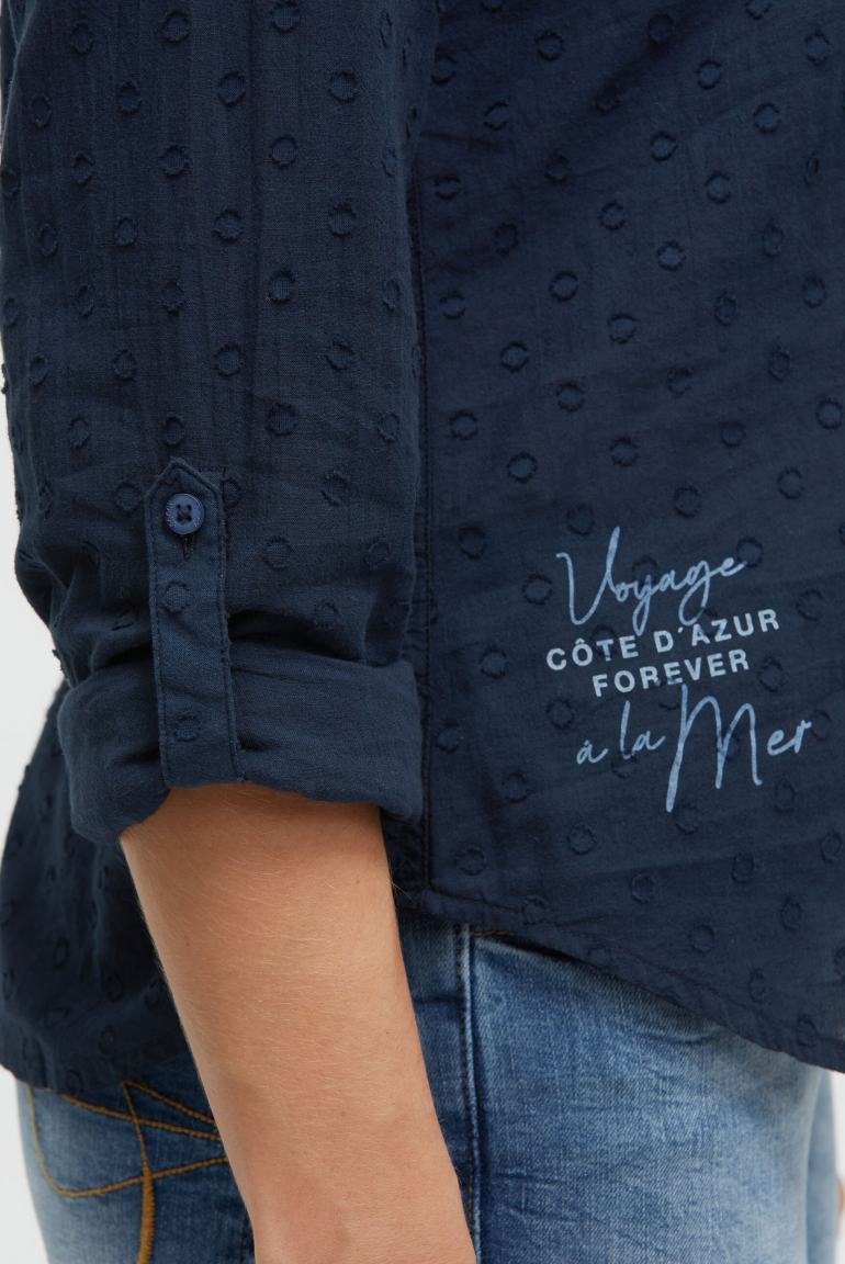 Langarmbluse mit Tunika-Ausschnitt und Prints