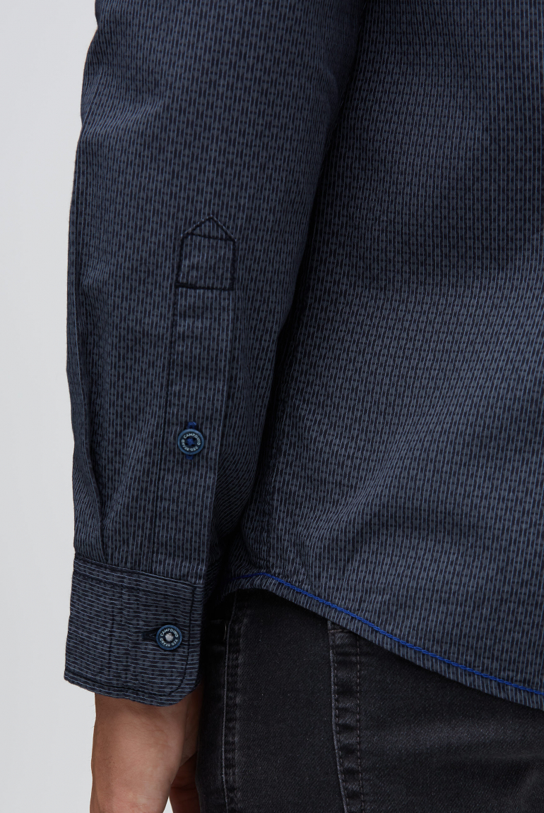 Langarmhemd mit All Over Print und Streifen