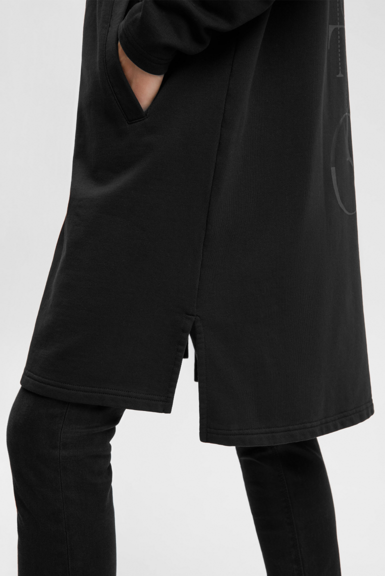Lange Kapuzensweatjacke mit Rückenprint