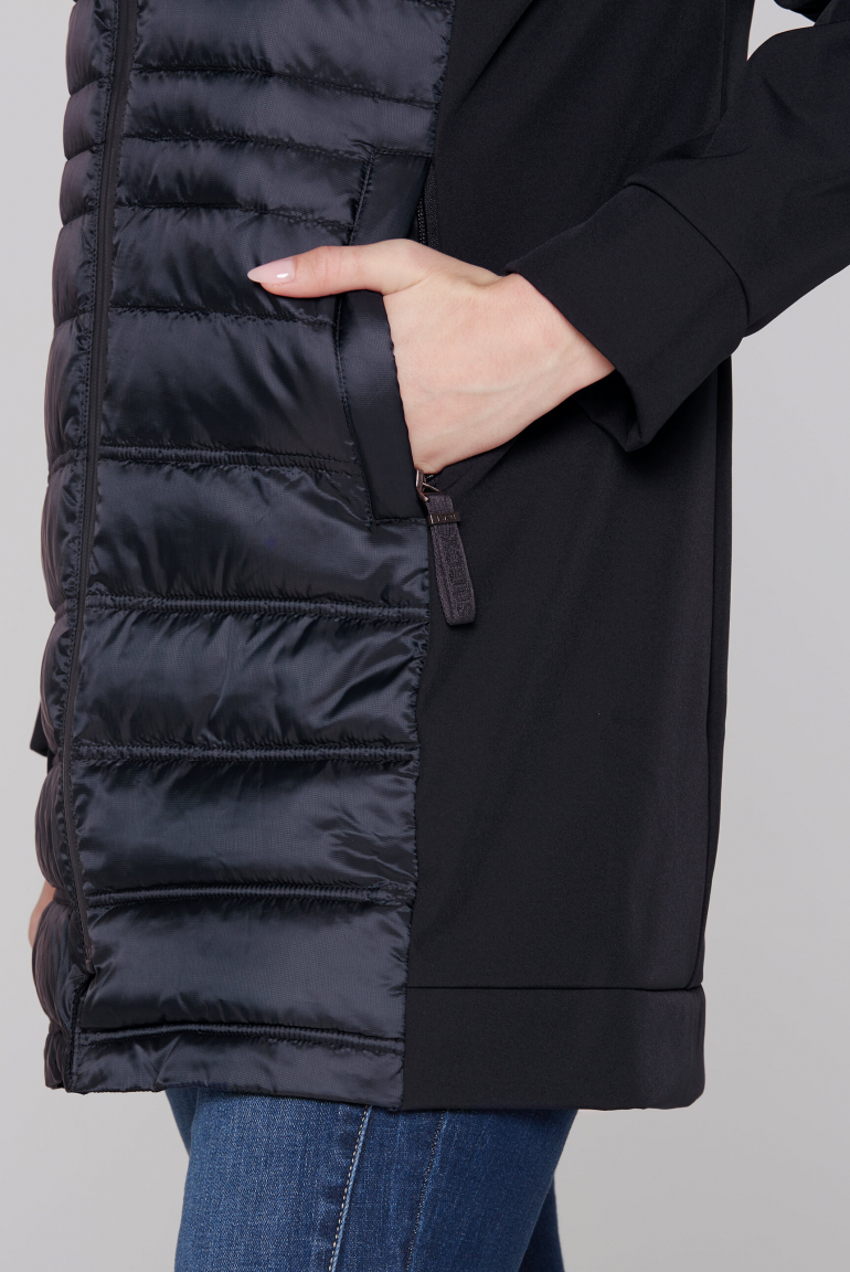 Lange Softshelljacke mit Stepp-Partien