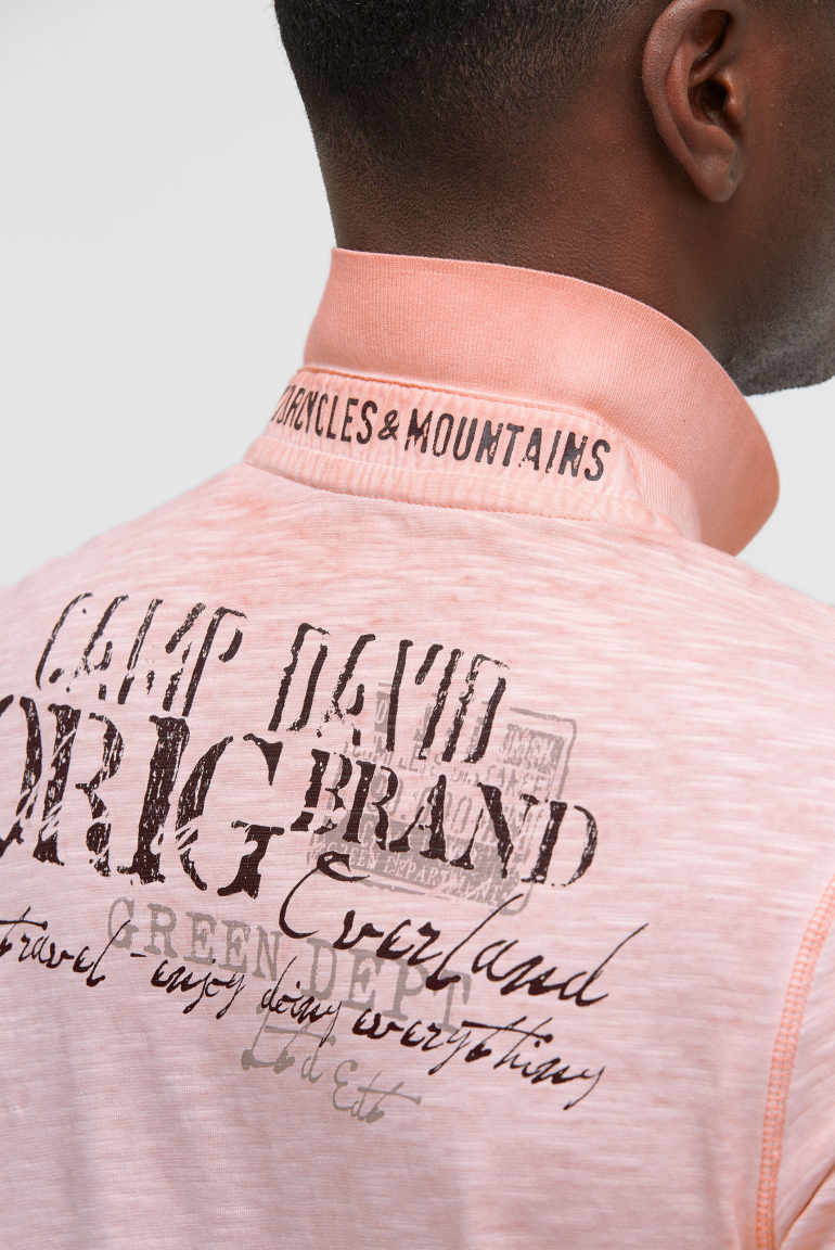 Poloshirt Oil Dyed mit Used Prints