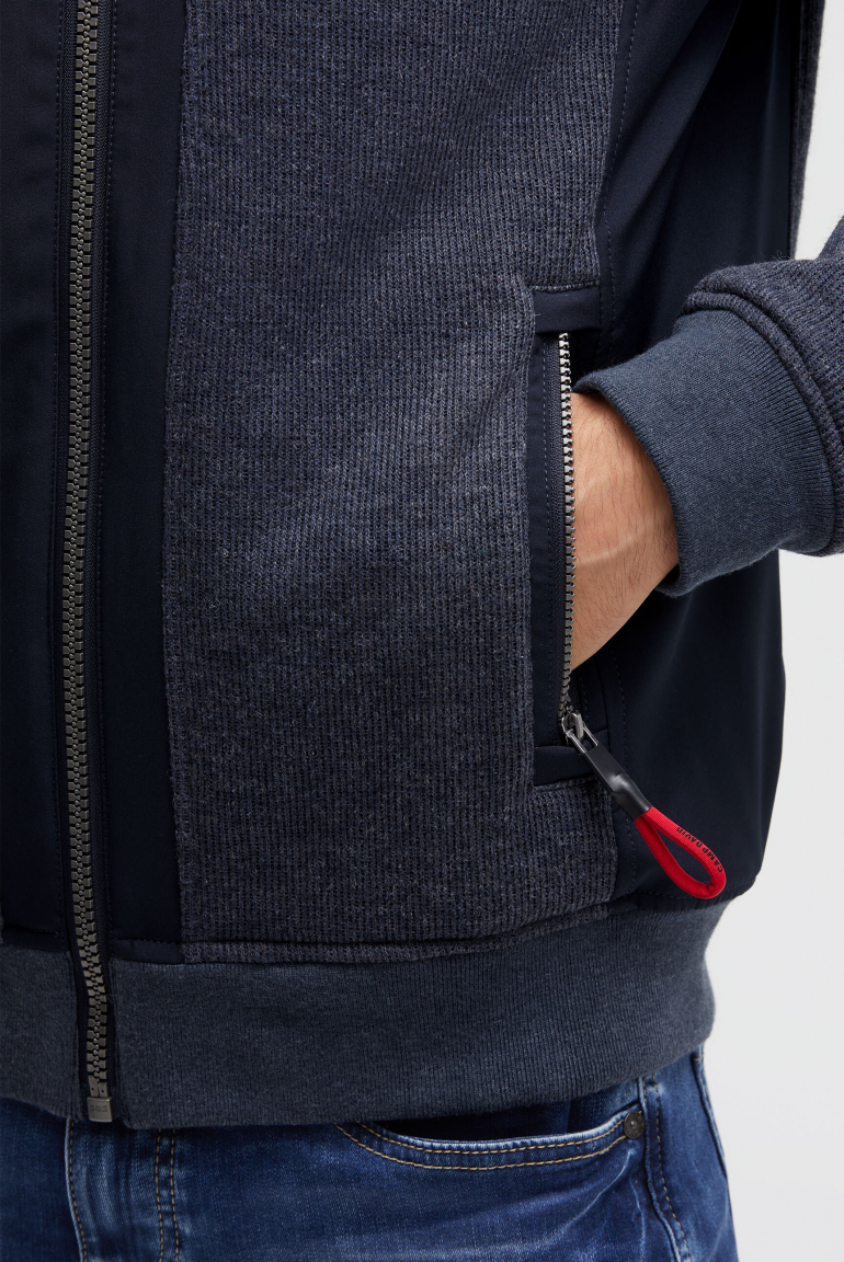 Strickfleece-Blouson mit Kapuzeneinsatz