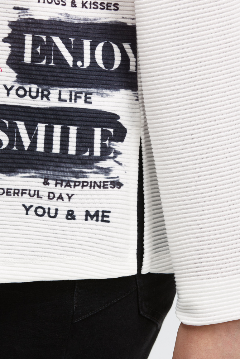 Strukturiertes Sweatshirt mit hohem Kragen und Artwork