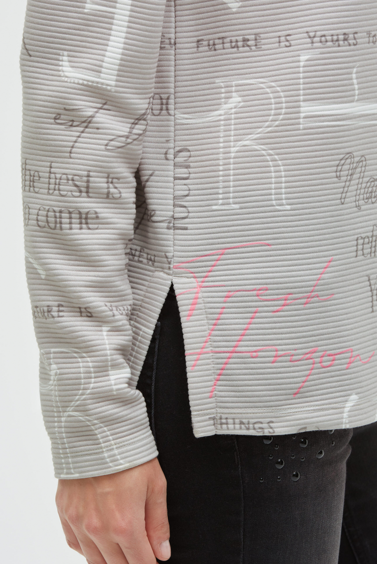 Strukturiertes Sweatshirt mit hohem Kragen und Artwork