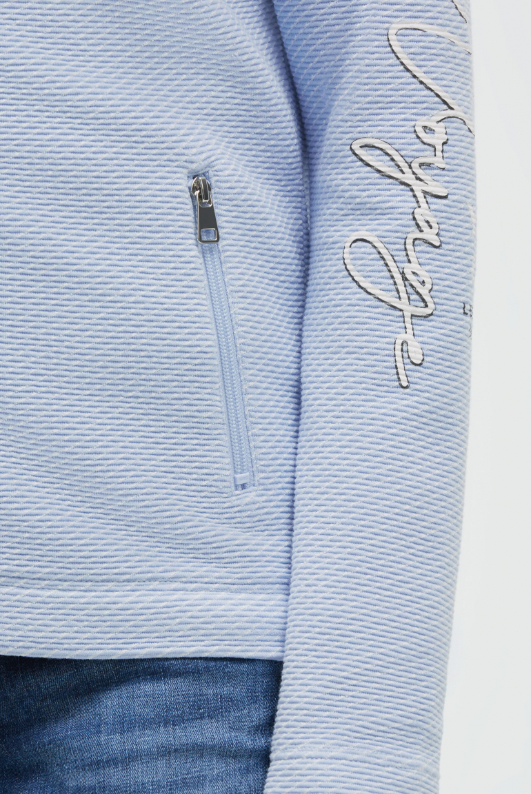 Sweatjacke mit Two-Tone-Struktur und hohem Kragen