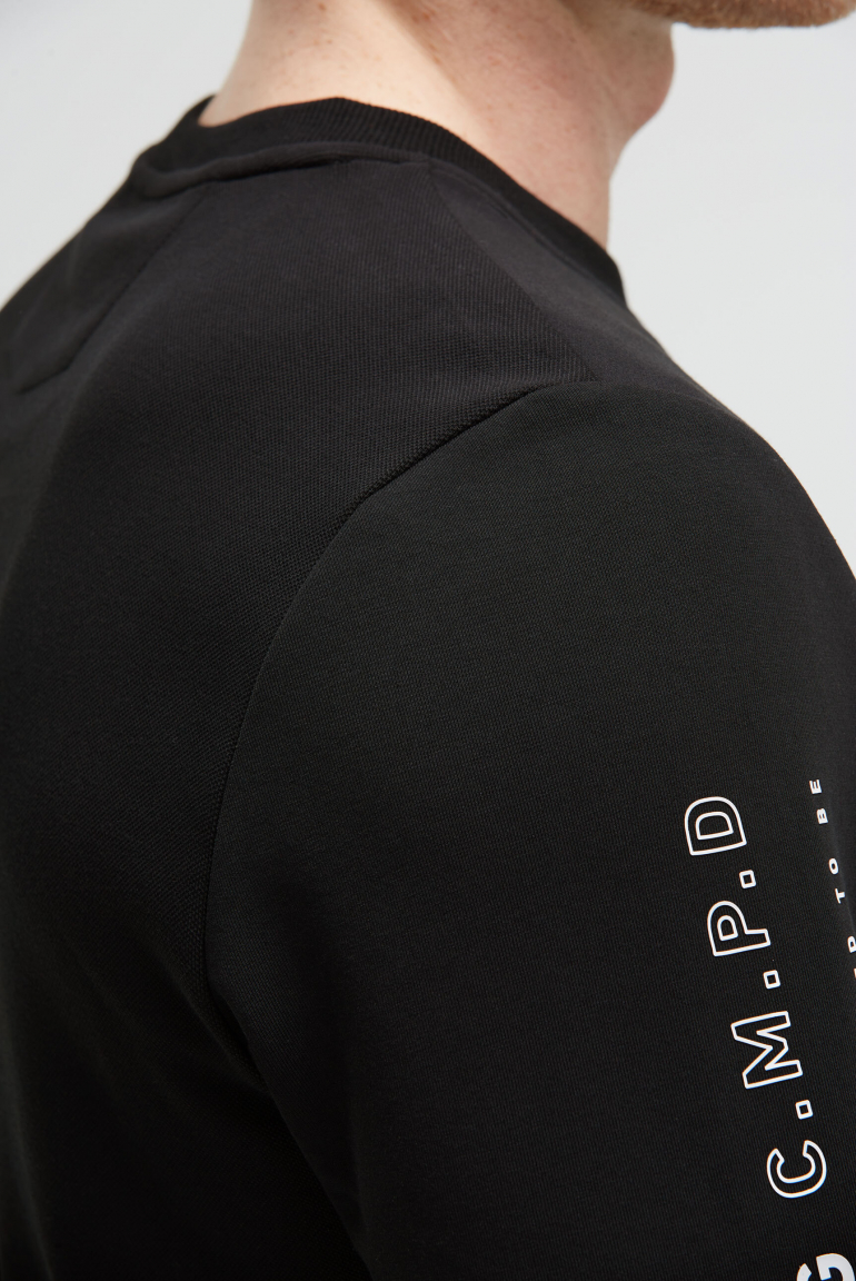 Sweatshirt aus Interlock mit Ärmeltasche und Artwork