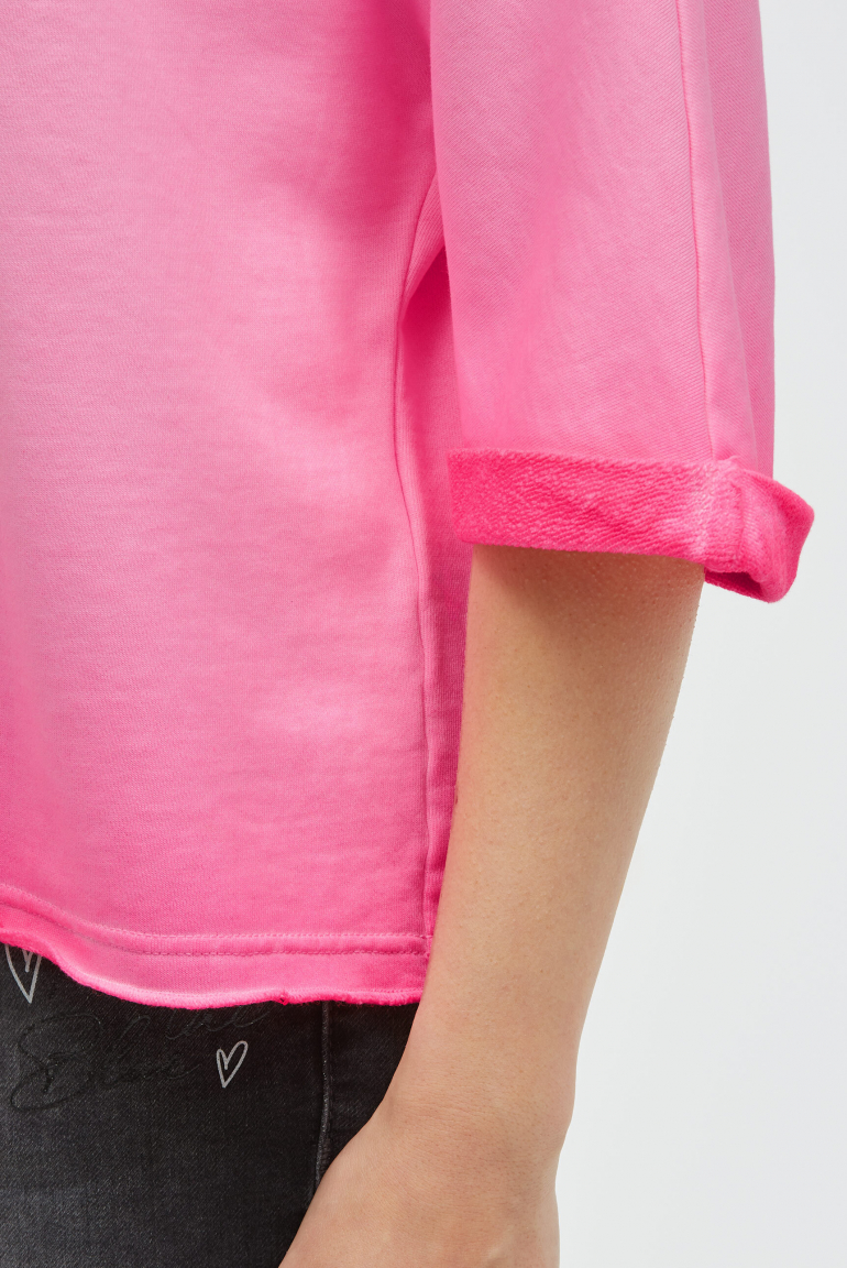 Sweatshirt Oil Dyed mit Kurzarm und Frontprint