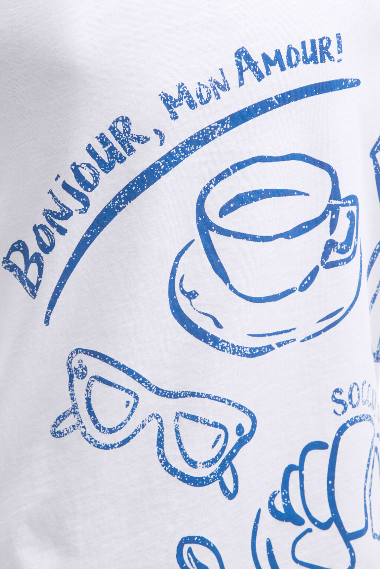T-Shirt mit V-Cut und Rückenprint