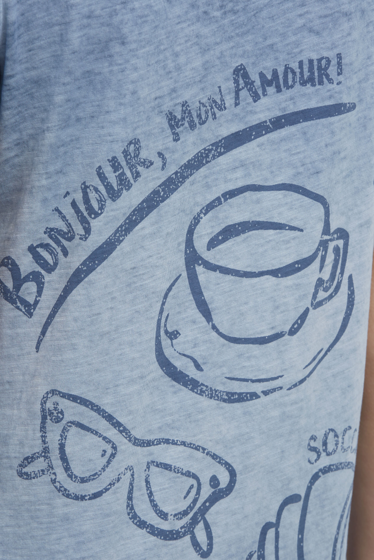 T-Shirt mit V-Cut und Rückenprint