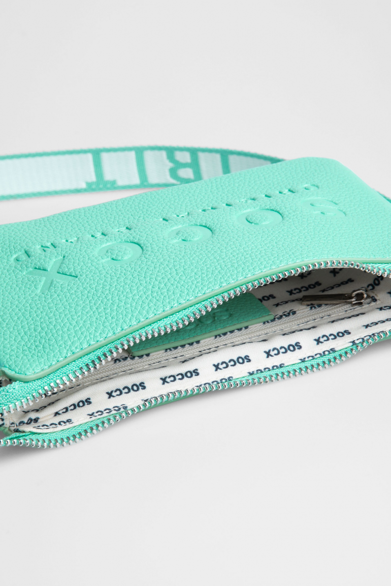 Kleine Umhängetasche mit Logo und Intarsia-Webriemen