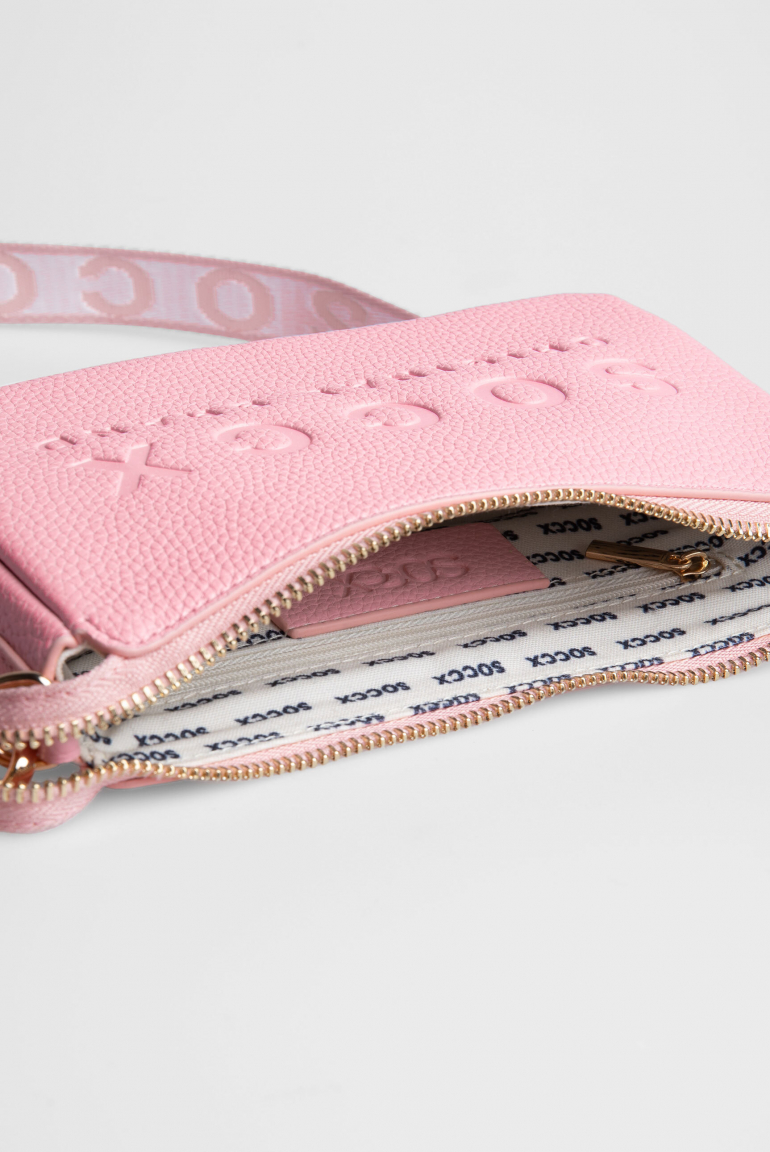 Kleine Umhängetasche mit Logo und Intarsia-Webriemen