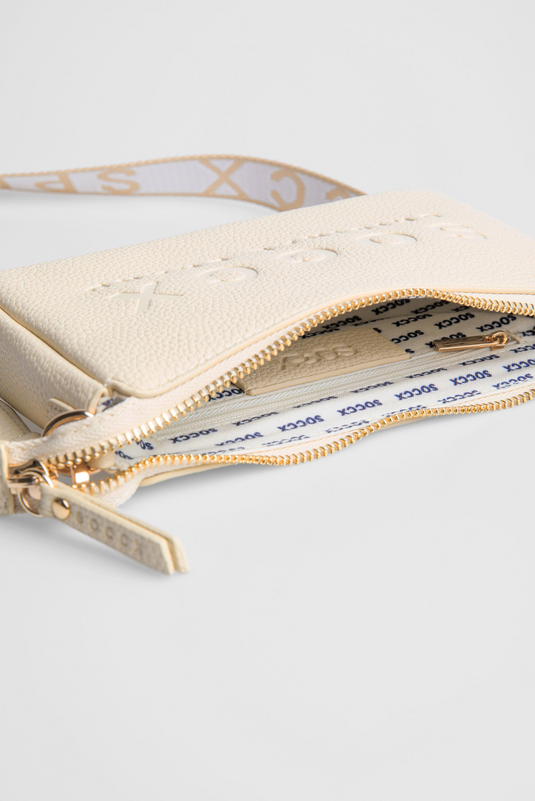 Kleine Umhängetasche mit Logo und Intarsia-Webriemen