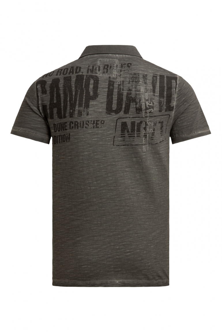 Kurzarmpolo mit V-Neck und Back-Print