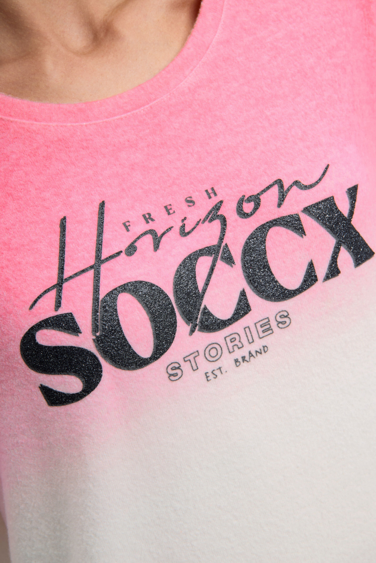 Pullover Dip Dye aus Flauschstrick mit Glitter-Logo