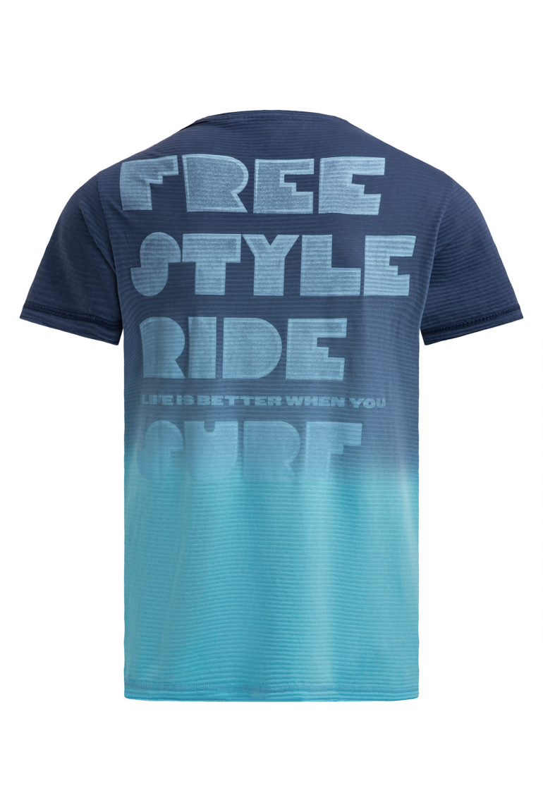 T-Shirt mit Strukturstreifen und Rücken-Artwork
